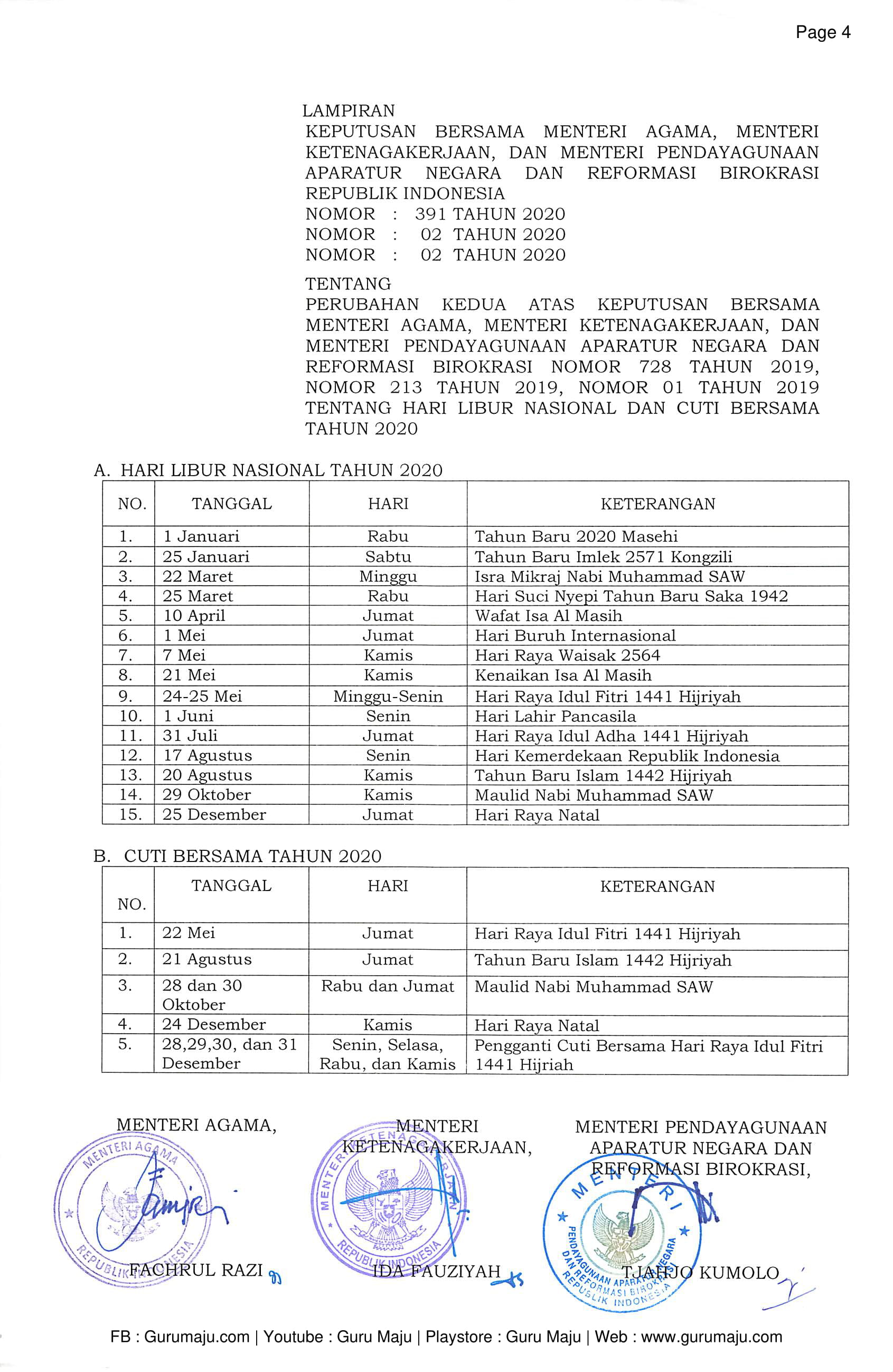 SKB 3 Menteri Perubahan Cuti Bersama 4